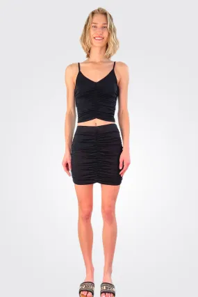 Shirred Mini Skirt - Black