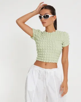 Shrunken Top in Big Bubble Jersey Pastel Lime