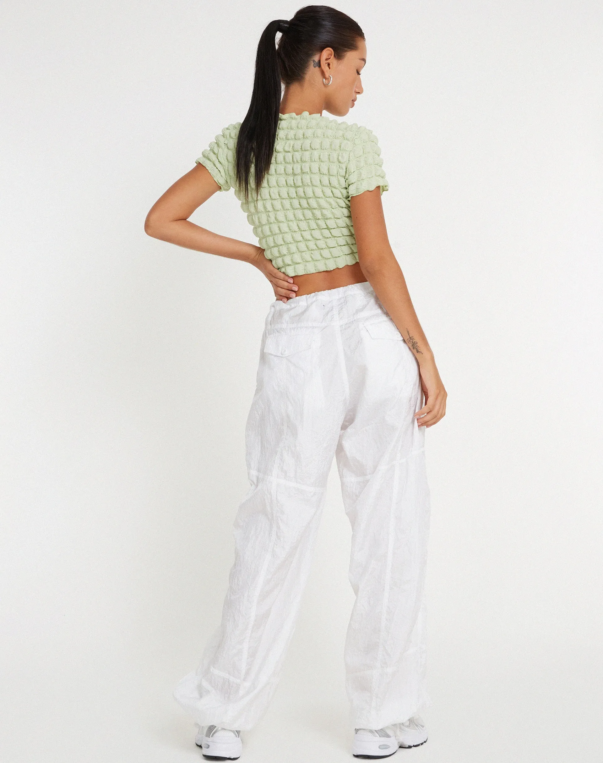 Shrunken Top in Big Bubble Jersey Pastel Lime