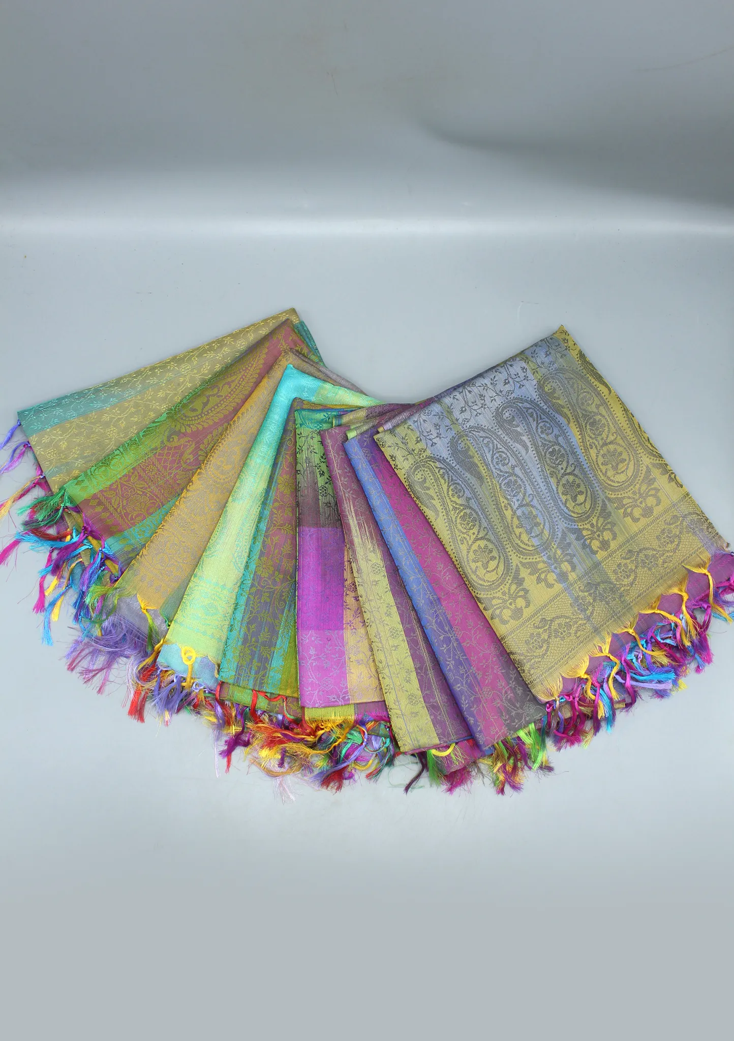 Silk Mixed Polyester Vine Designed Multi Color Shawls