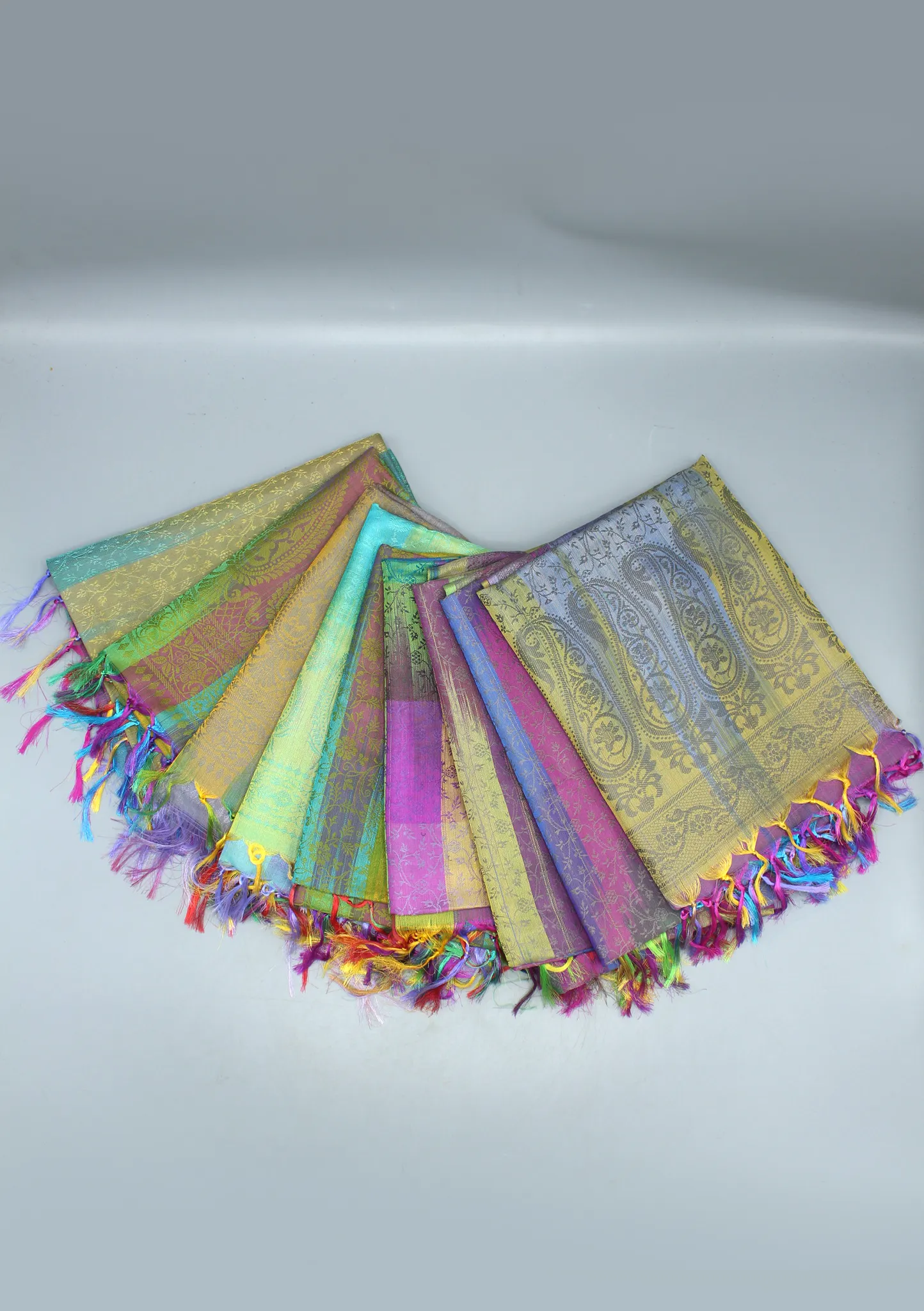 Silk Mixed Polyester Vine Designed Multi Color Shawls