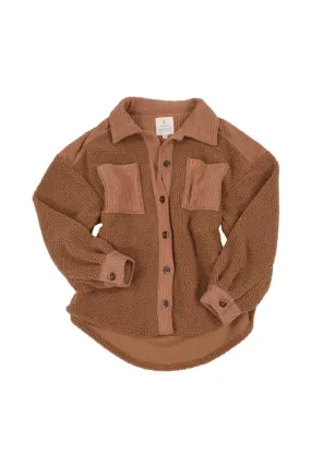 Simply Southern Youth Soft Shacket for Girls in Brown | PP-0224-YTH-SHKT-SFT-BRWN