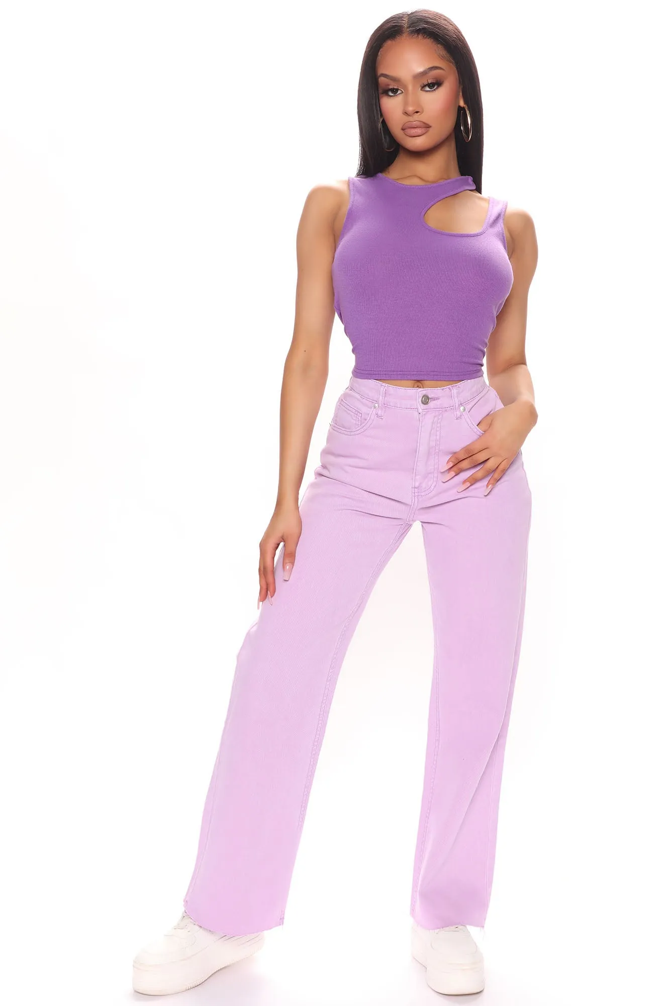 Sittin' Pretty Slouchy Straight Leg Jeans - Lavender