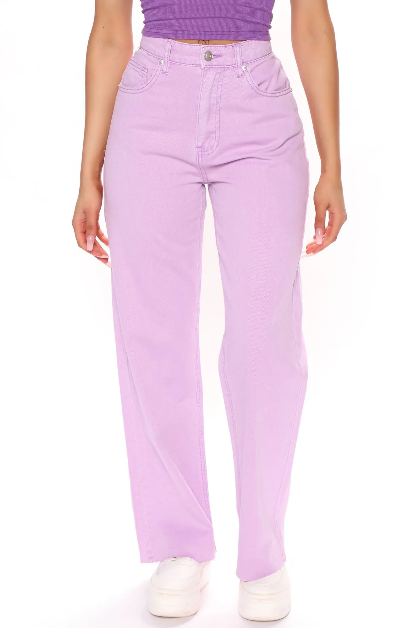 Sittin' Pretty Slouchy Straight Leg Jeans - Lavender