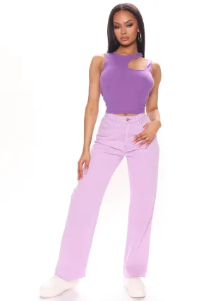 Sittin' Pretty Slouchy Straight Leg Jeans - Lavender