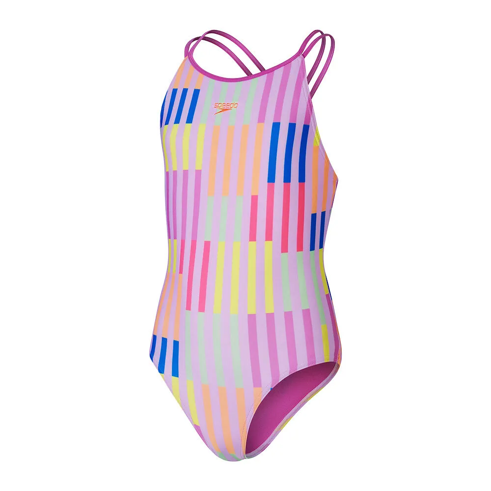 Speedo Grls Printed Twinstrap-Kiki Pink