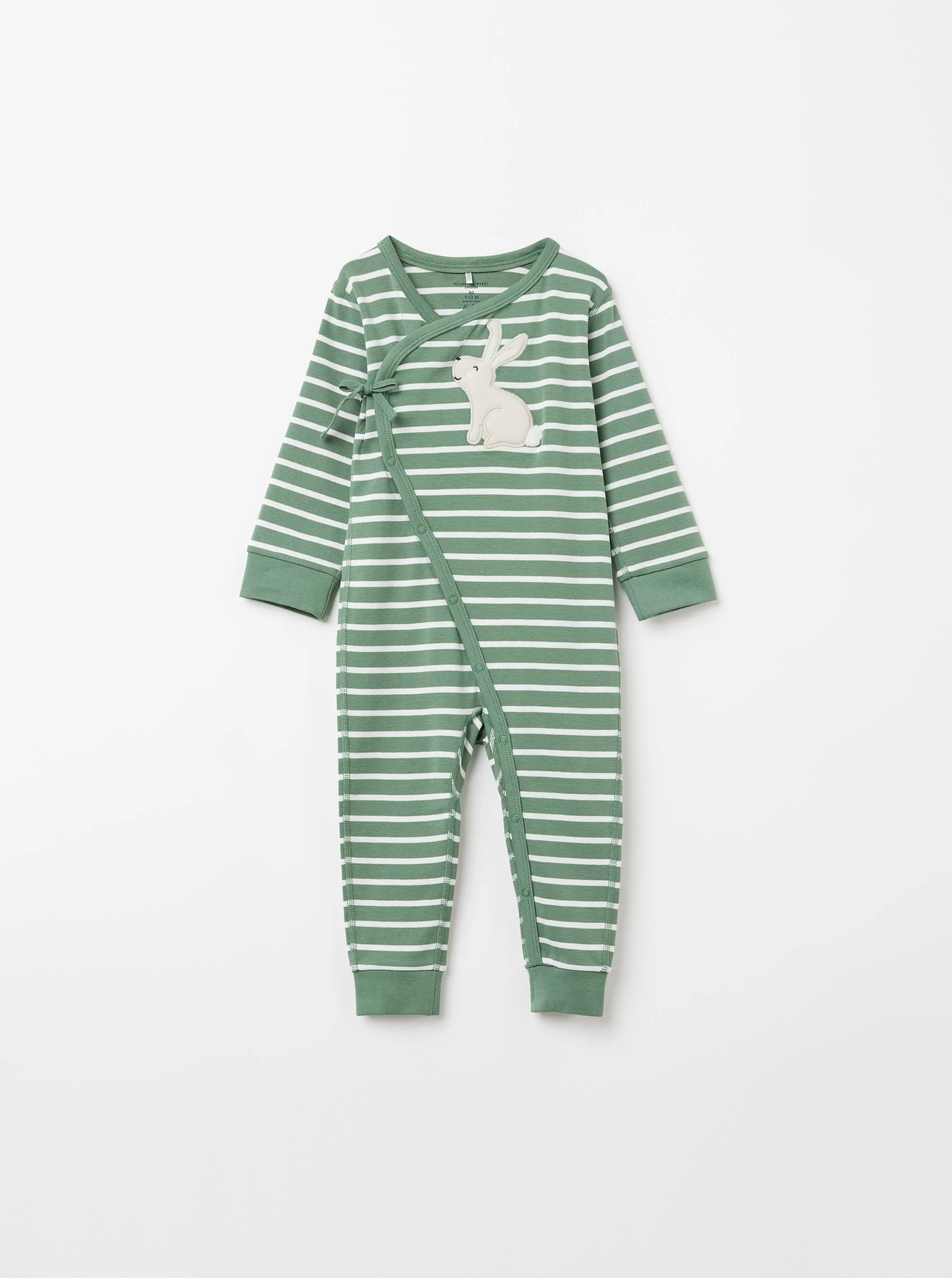 Striped Rabbit Appliqué Baby Romper