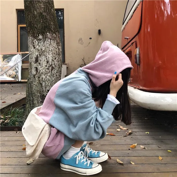 Sweet Pastel Colors Aesthetic Oversized Hoodie