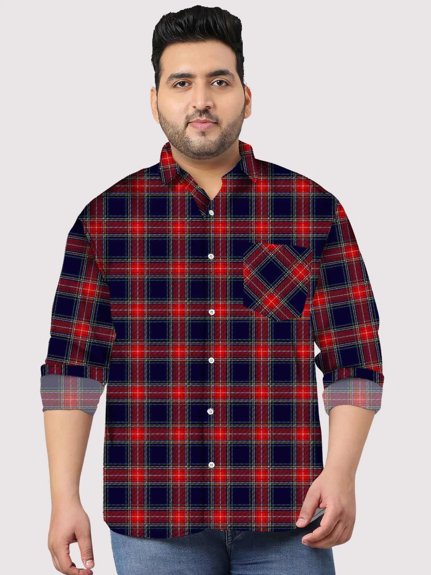 Tartan plaid Checkered Plus Size Full Shirt