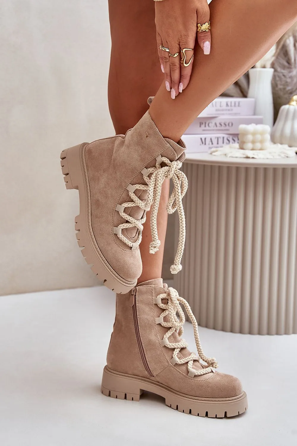 TEEK - Rope Laced Suede Boots