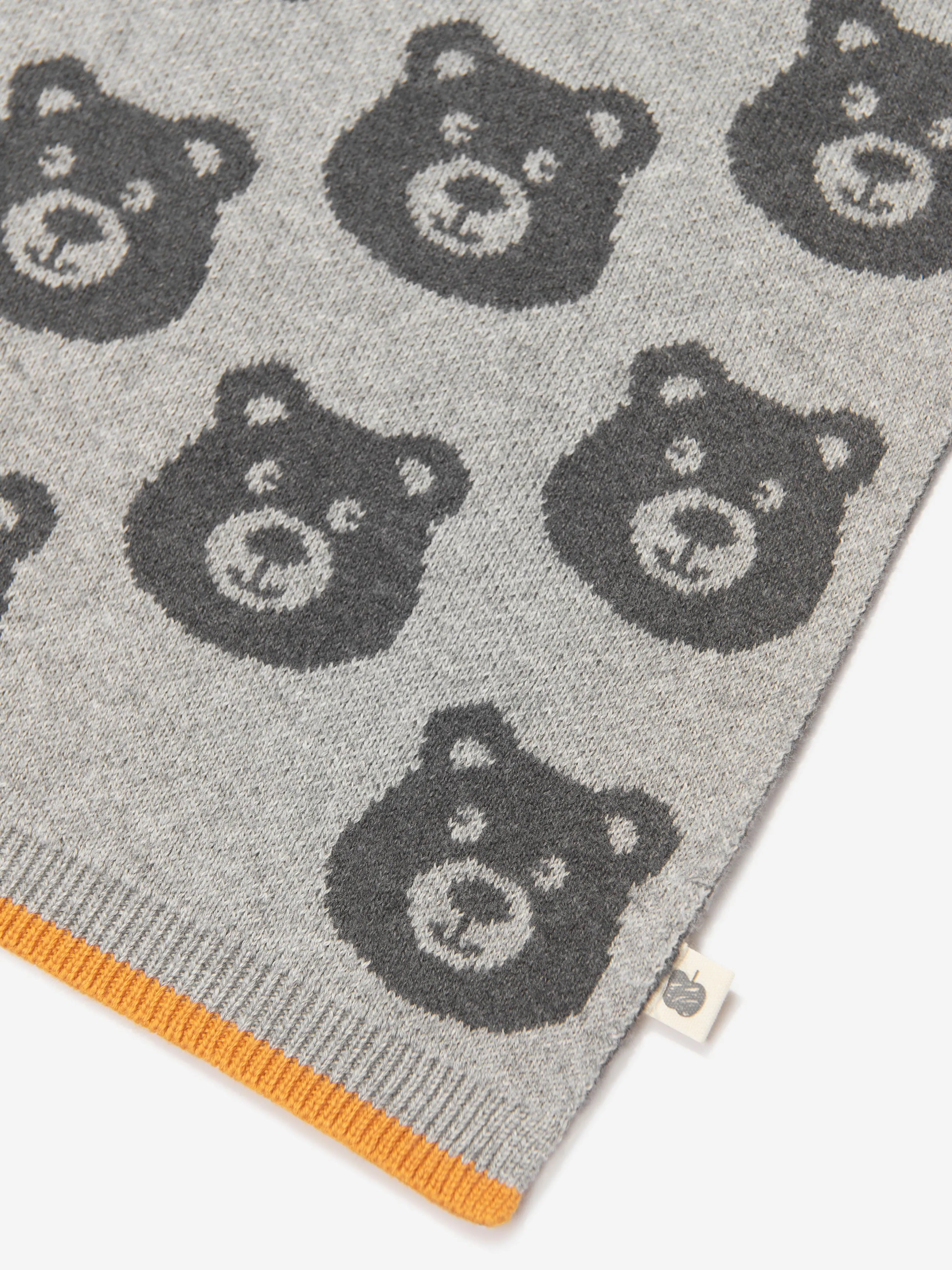 The Bonnie Mob Baby Bears Cashmere Knitted Blanket in Grey