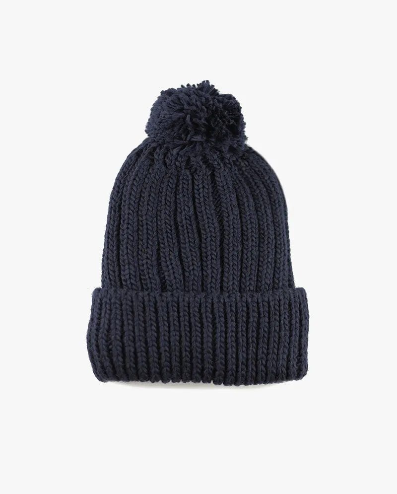 The Hat Depot - Straight Winter Knit Pom Beanie 3060