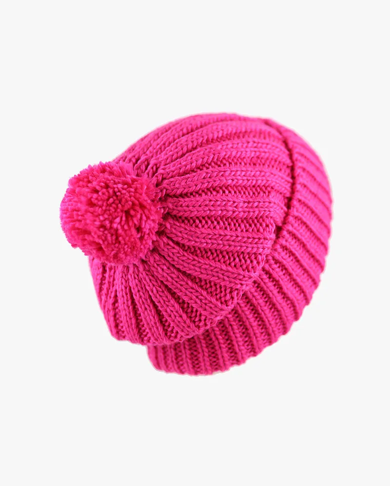 The Hat Depot - Straight Winter Knit Pom Beanie 3060