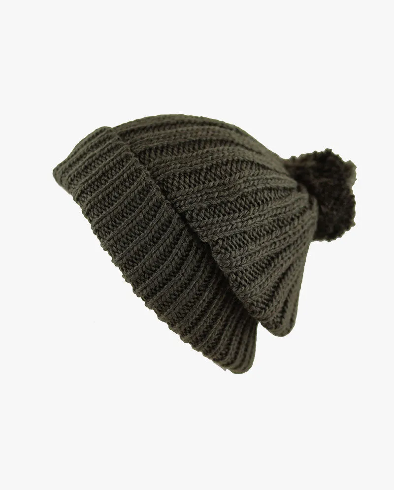 The Hat Depot - Straight Winter Knit Pom Beanie 3060