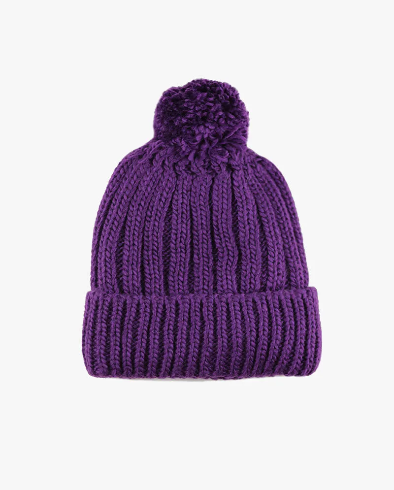 The Hat Depot - Straight Winter Knit Pom Beanie 3060