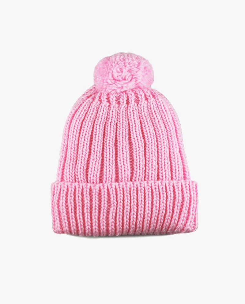 The Hat Depot - Straight Winter Knit Pom Beanie 3060