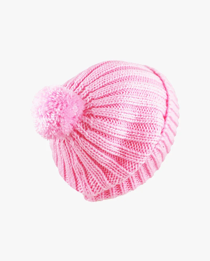 The Hat Depot - Straight Winter Knit Pom Beanie 3060