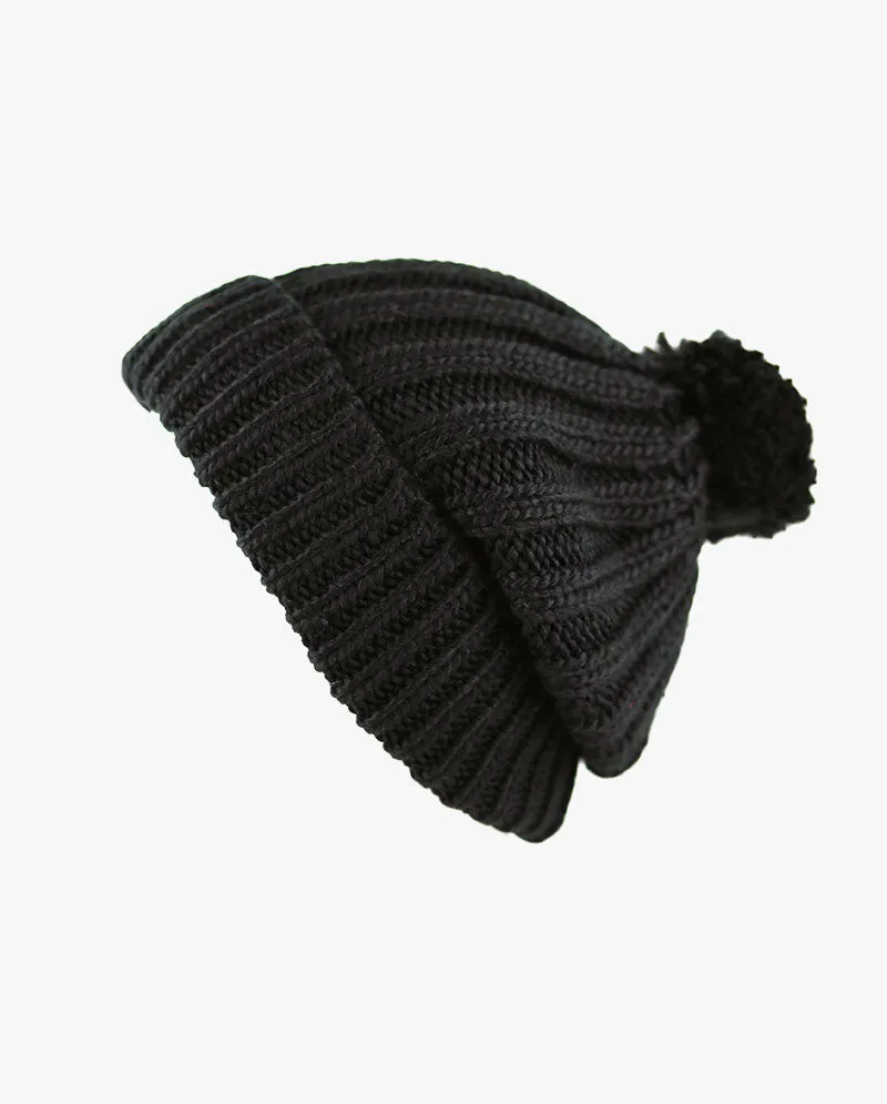 The Hat Depot - Straight Winter Knit Pom Beanie 3060