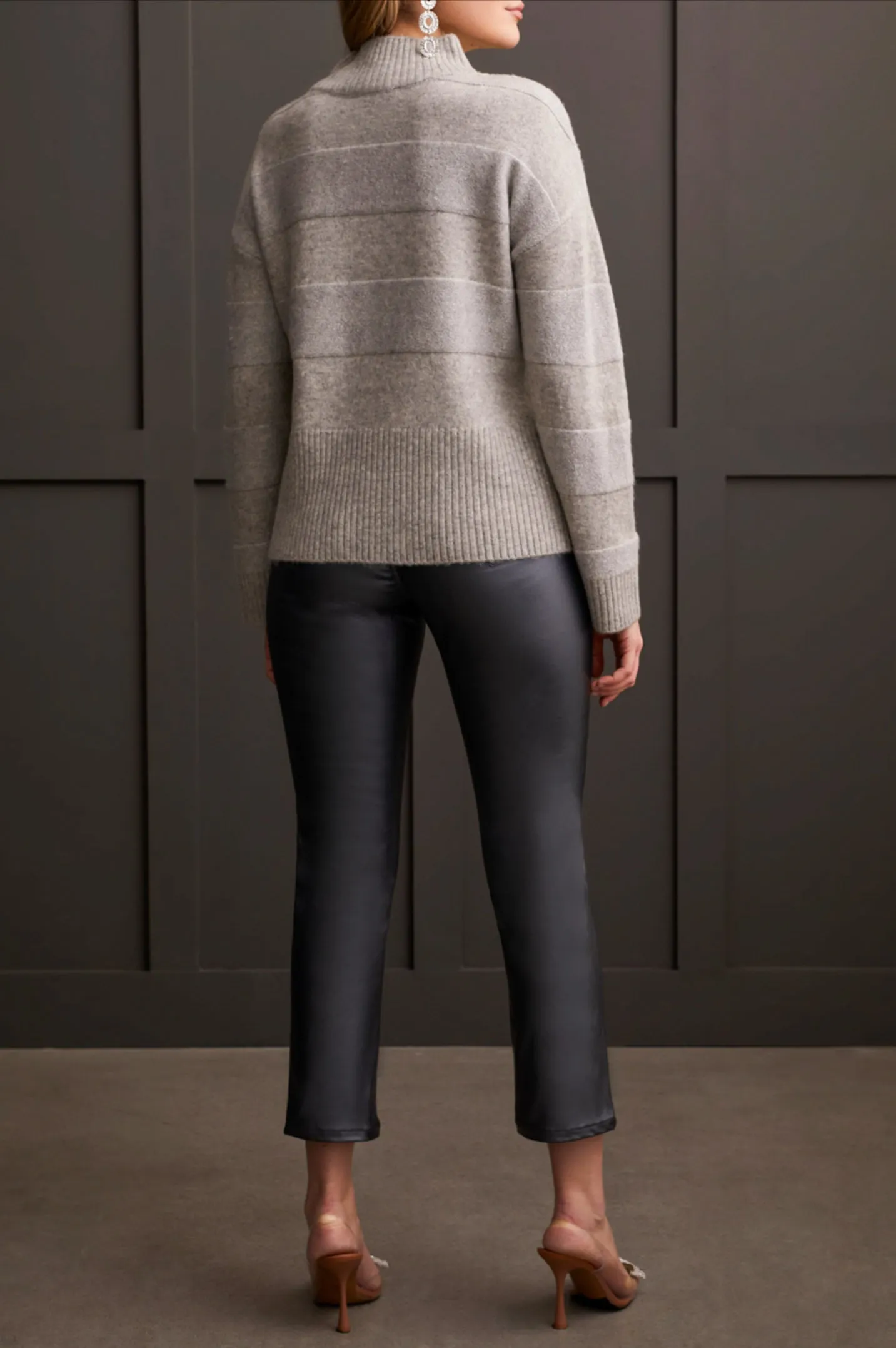 Tribal Shimmer Mockneck Sweater Grey