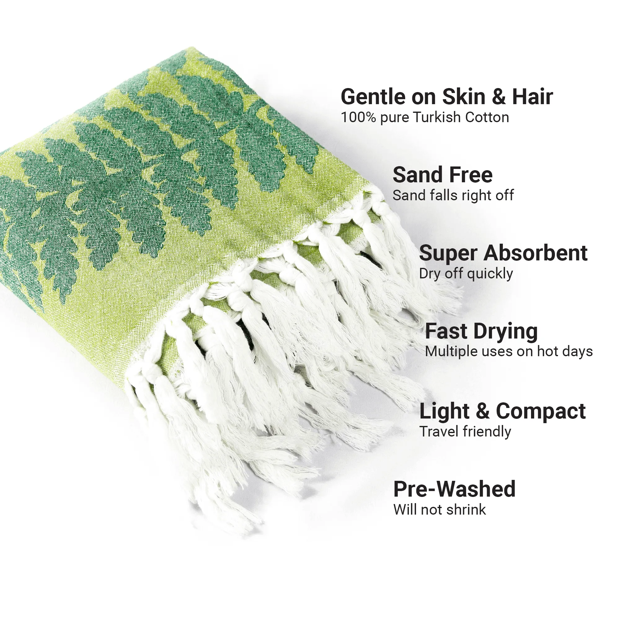 Turkish Cotton Towel Set / Fern in Green