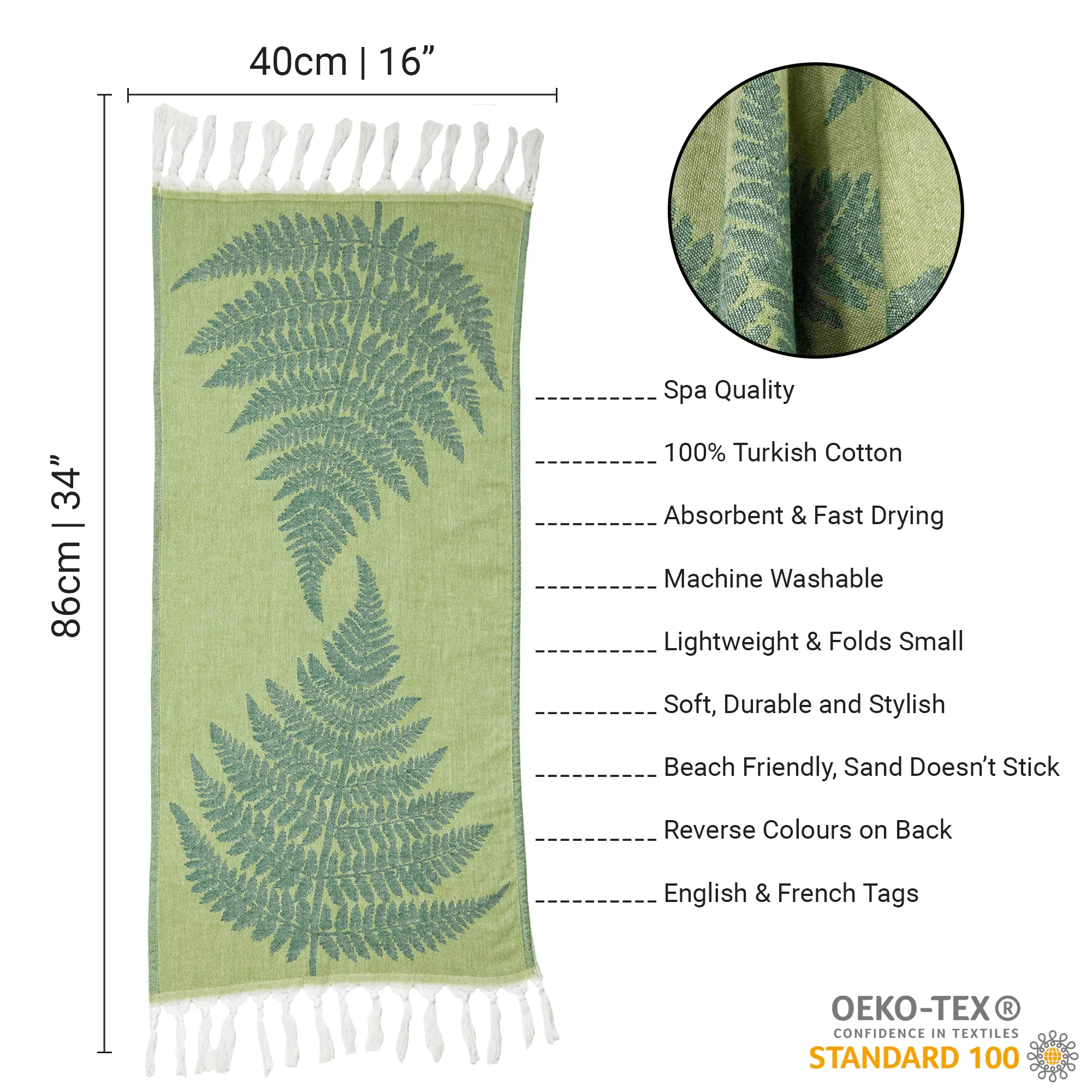 Turkish Cotton Towel Set / Fern in Green