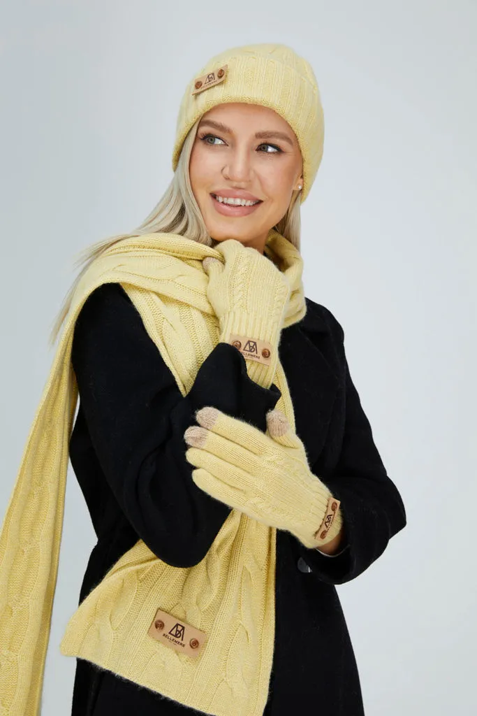 Unisex Cable-Knit  Cashmere Gloves