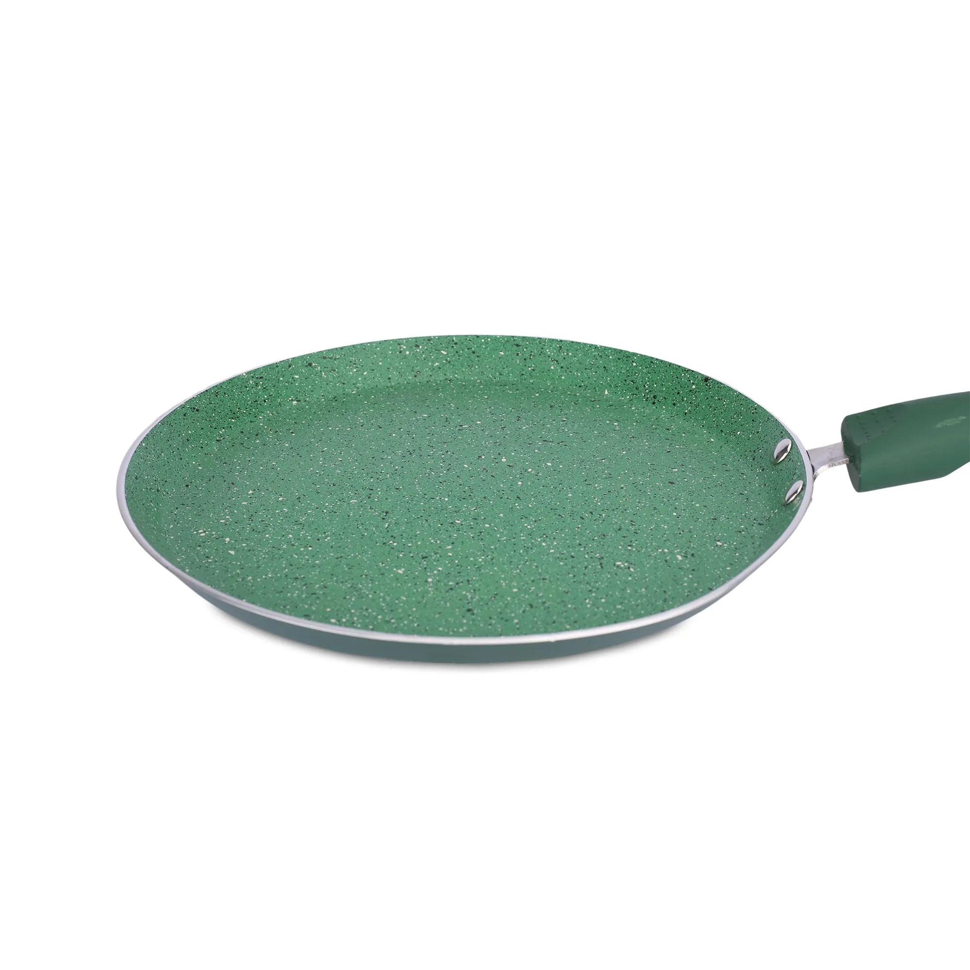 USHA SHRIRAM (25cm Emerald Non Stick Roti Tawa with Riveted Handle | High Grade Aluminium | Scratch Resistant Surface | Nonstick Roti Dosa Tawa | Non Stick Saute Pan (Green)