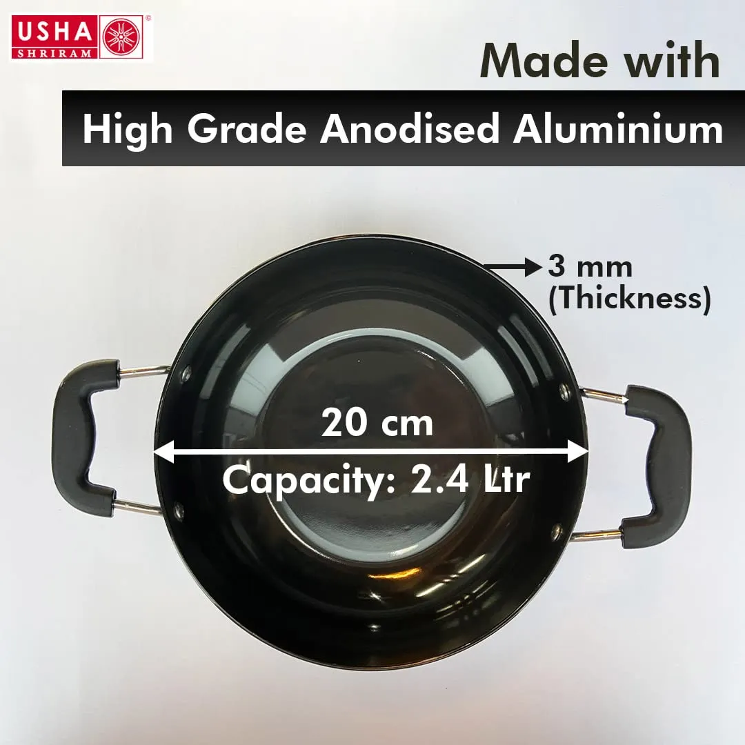 USHA SHRIRAM Cookware Set (Fry Pan (18cm)   Kadai (2.4L))