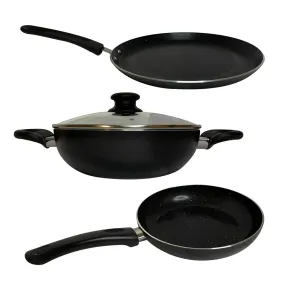 USHA SHRIRAM Non Stick Set | Lid (1Pcs) | Non Stick Tawa | Non Stick Kadai | Non Stcik Frying Pan | Stove & Induction Cookware| Multipurpose Lid for Kadhai & Fry Pan (Non Stick Set with Lid - Black)