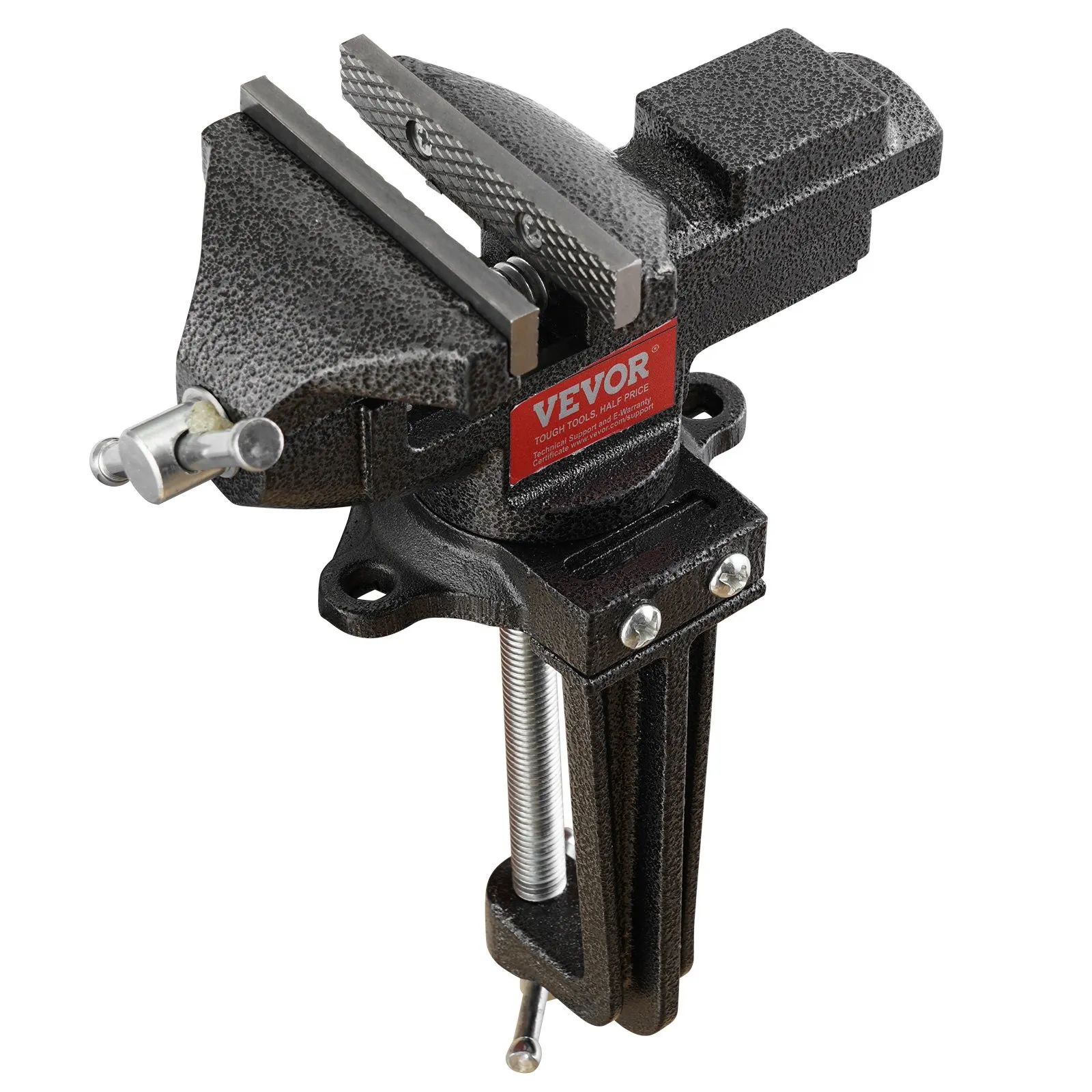 VEVOR Bench Vise, 2.2 inch Dual-Purpose Table Vise for Workbench, Clamp-on Vise with Multifunctional Jaw and 360° Swivel Base, for Woodworking, Workshop DIY Uses