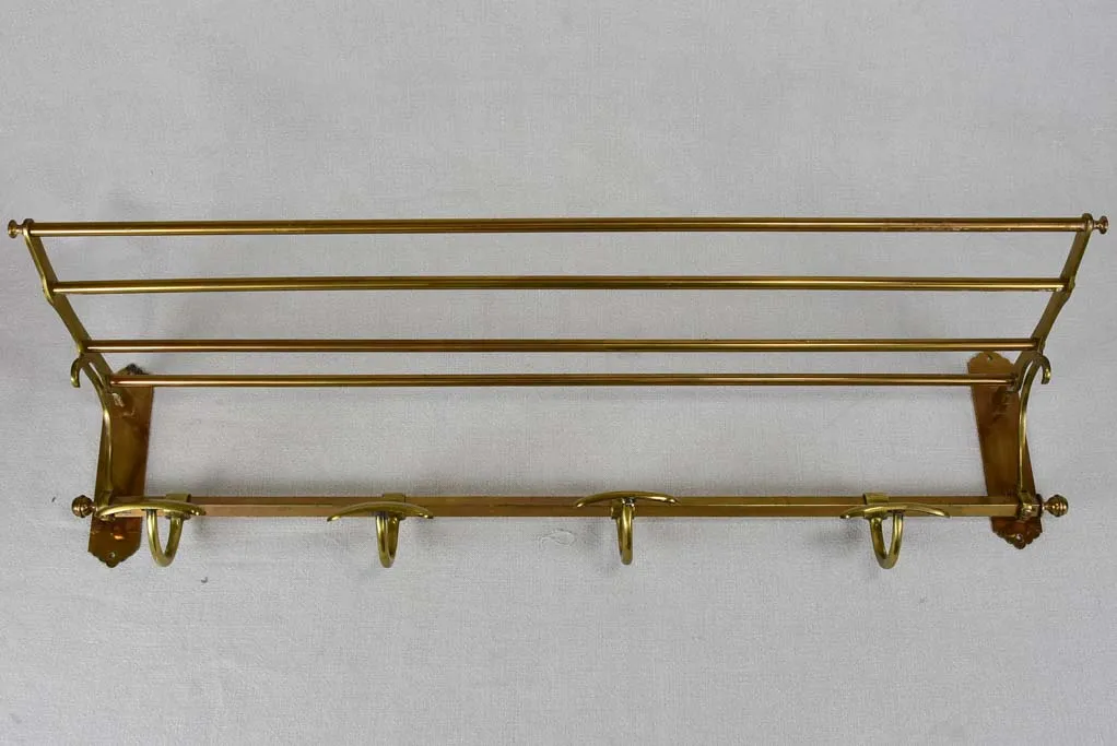 Vintage English coat and bag rack - brass 31½"