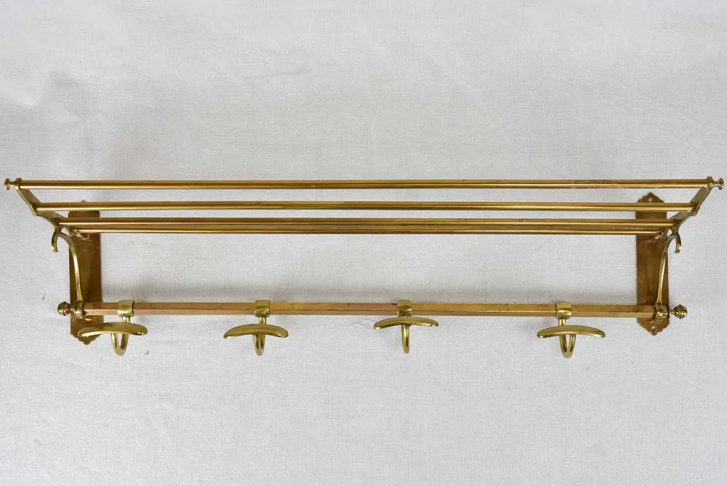 Vintage English coat and bag rack - brass 31½"