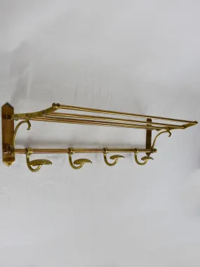 Vintage English coat and bag rack - brass 31½"