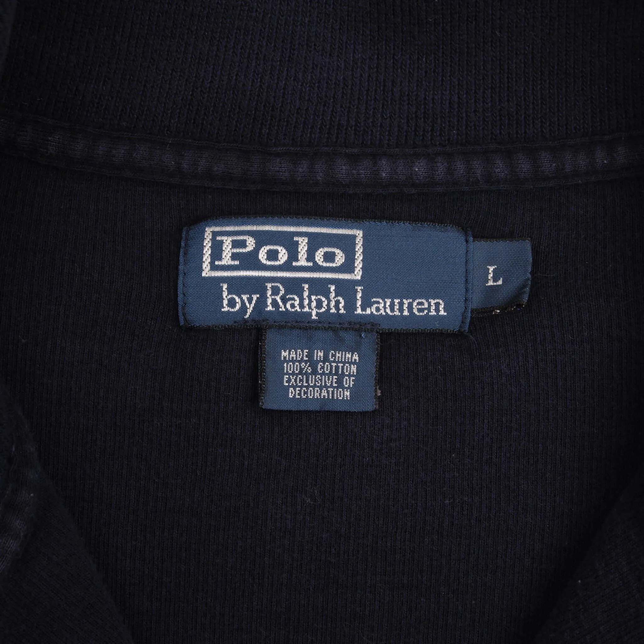 VINTAGE POLO RALPH LAUREN BLUE QUARTER 1/4 ZIP SWEATER 1990S SIZE LARGE