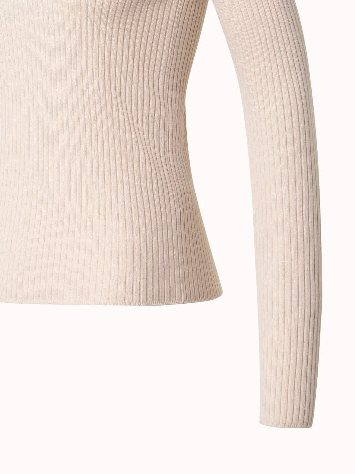 Virgin Wool Knit Sweater with Big Collar