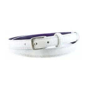 White mock crocodile skinny belt