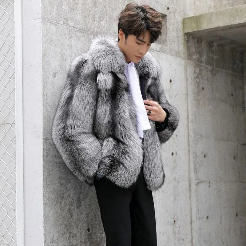 Winter Men's Faux Fur Coat Fashion Casual Thick Warm Outdoor Woolen Cardigan Original Design Trend Male Clothing 21Z1890