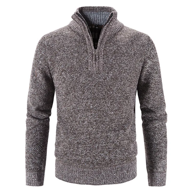 Winter sweater for men with a half polo collar