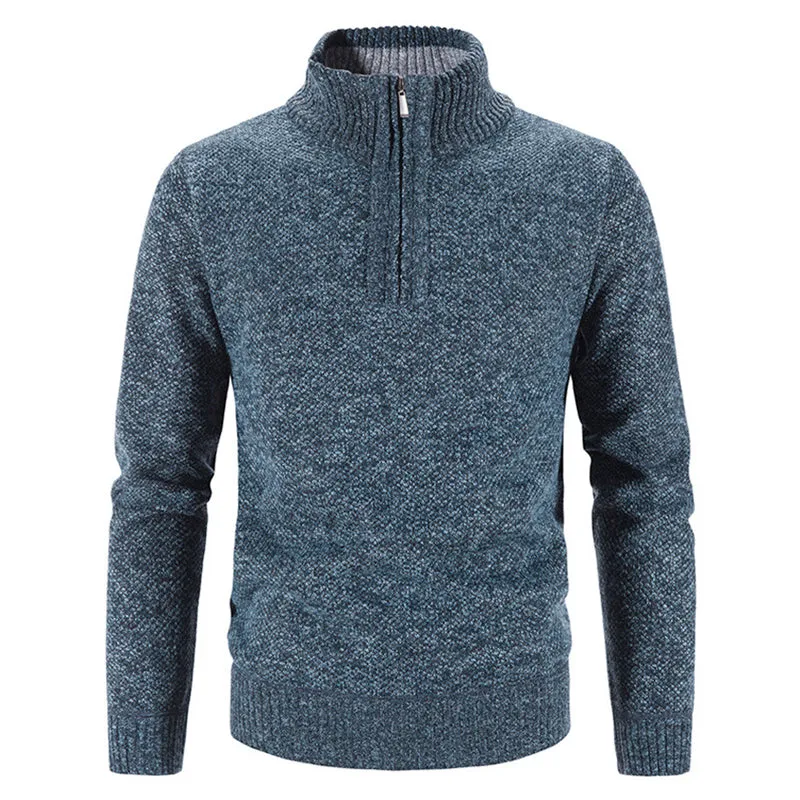 Winter sweater for men with a half polo collar