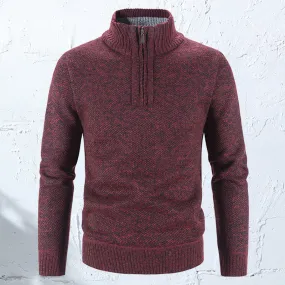 Winter sweater for men with a half polo collar