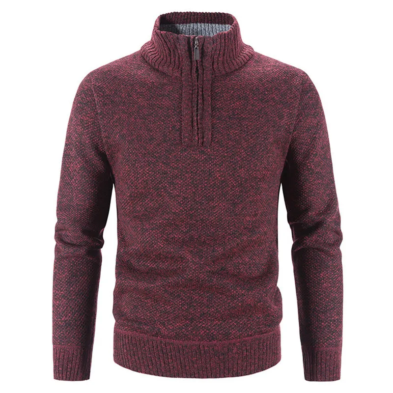 Winter sweater for men with a half polo collar