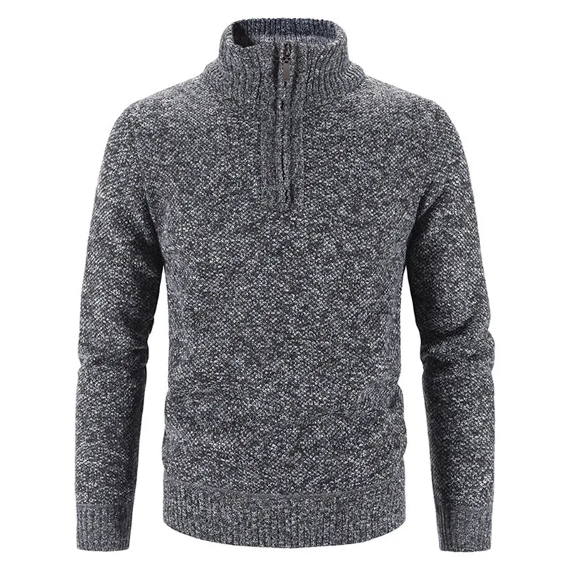 Winter sweater for men with a half polo collar