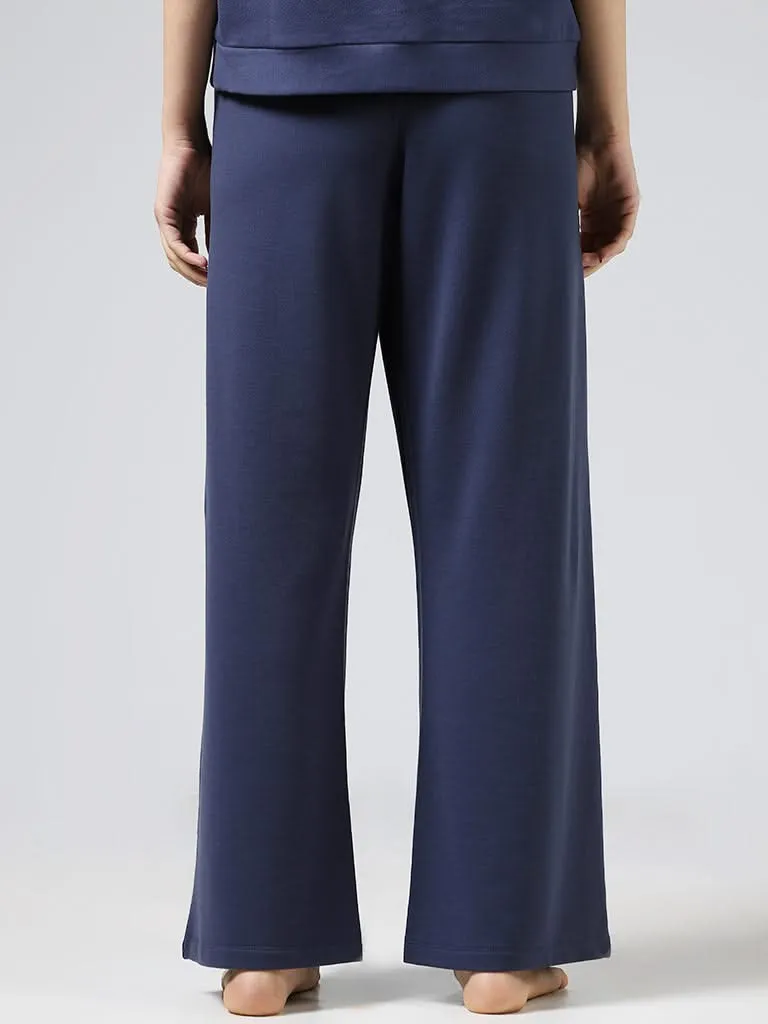 Wunderlove Graphite Blue Supersoft Wide-Leg Supersoft Trousers